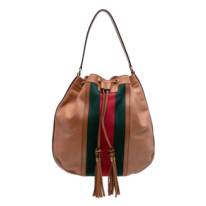 Gucci Leather Web Rania Drawstring Shoulder Bag