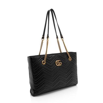 Gucci Matelasse Calfskin GG Marmont Medium Chain Tote