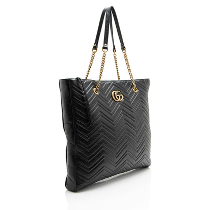 Gucci Matelasse Leather GG Marmont Large Chain Tote