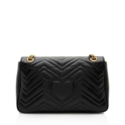 Gucci Matelasse Leather GG Marmont Medium Flap Bag (SHF-maxMO9)