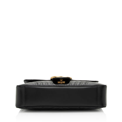 Gucci Matelasse Leather GG Marmont Medium Flap Bag (SHF-maxMO9)
