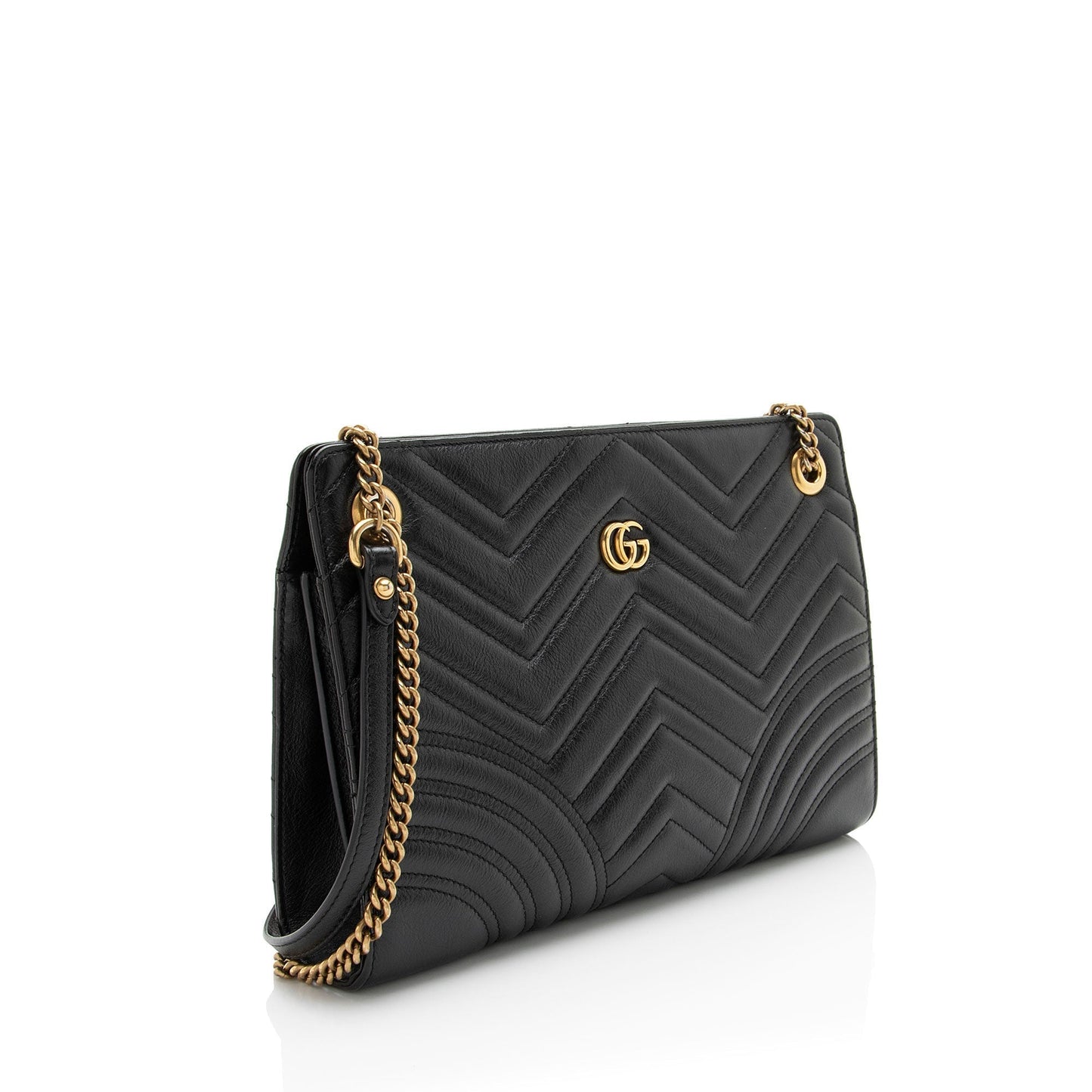 Gucci Matelasse Leather GG Marmont Medium Slim Open Shoulder Bag