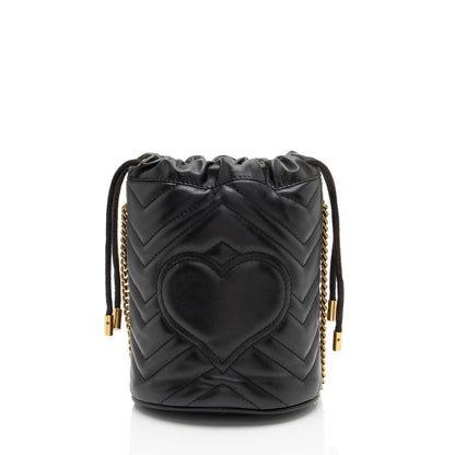 Gucci Matelasse Leather GG Marmont Mini Bucket Bag