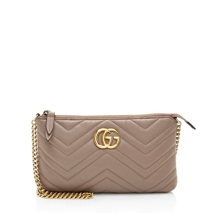 Gucci Matelasse Leather GG Marmont Mini Chain Bag