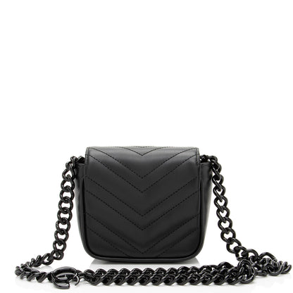 Gucci Matelasse Leather GG Marmont Monochrome Square Chain Belt Bag