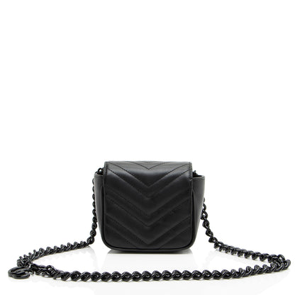 Gucci Matelasse Leather GG Marmont Monochrome Square Chain Belt Bag