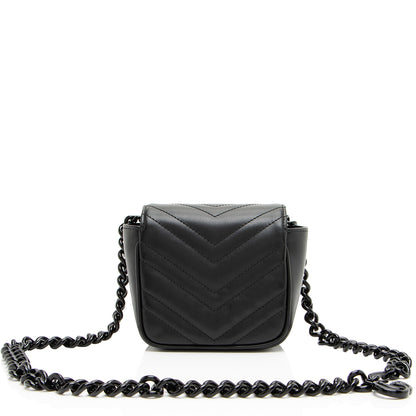Gucci Matelasse Leather GG Marmont Monochrome Square Chain Belt Bag