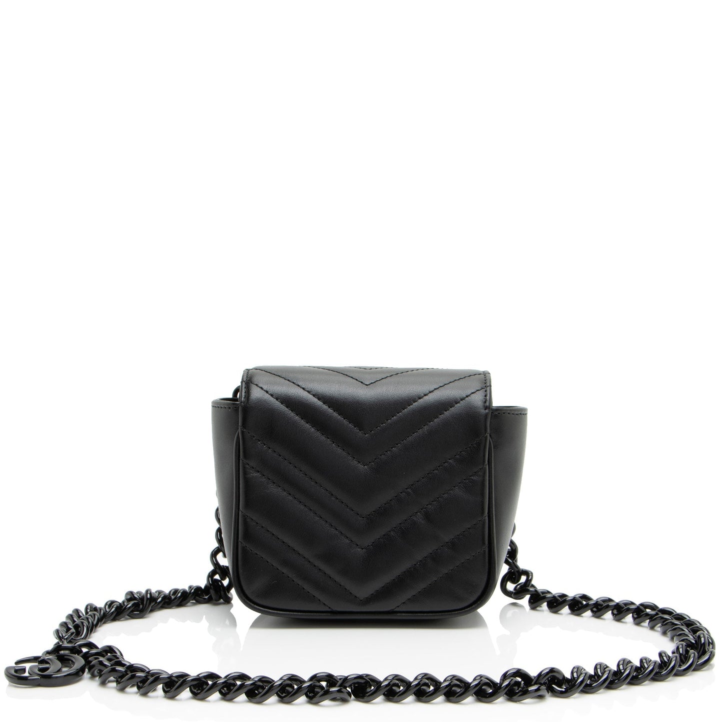 Gucci Matelasse Leather GG Marmont Monochrome Square Chain Belt Bag