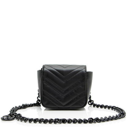 Gucci Matelasse Leather GG Marmont Monochrome Square Chain Belt Bag