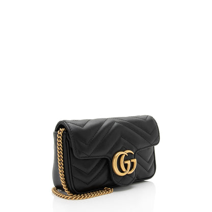 Gucci Matelasse Leather GG Marmont Super Mini Flap Bag (SHF-fWvNlT)