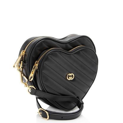 Gucci Matelasse Leather Interlocking G Heart Mini Shoulder Bag (SHF-j5rydx)