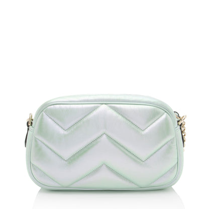 Gucci Matelasse Padded Iridescent Leather GG Marmont Small Camera Bag