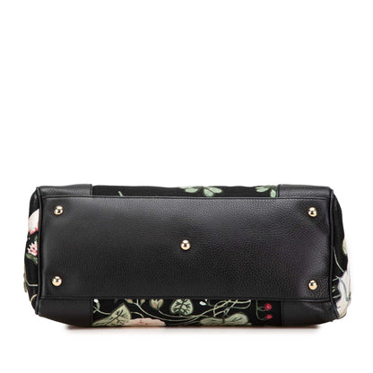 Gucci Medium Canvas Bamboo Shopper Flora Knight Satchel