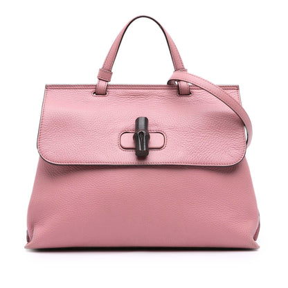 Gucci Medium Leather Bamboo Daily Satchel