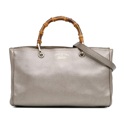 Gucci Medium Leather Bamboo Shopper (SHG-Z5WtXN)
