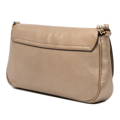Gucci Medium Metallic Leather Soho Chain Flap Crossbody