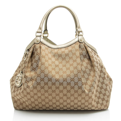Gucci Metallic GG Canvas Sukey Large Tote