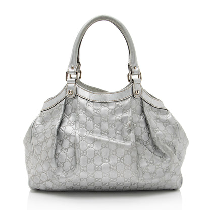 Gucci Metallic Guccissima Leather Sukey Medium Tote