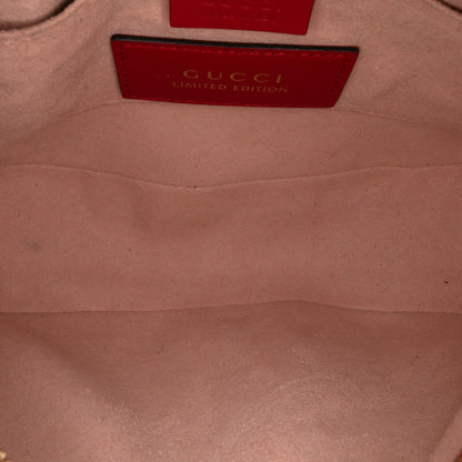 Gucci Mini GG Supreme Kingsnake Heart Embroidered Camera Bag