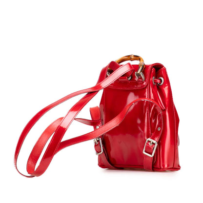 Gucci Mini Patent Bamboo Drawstring Backpack