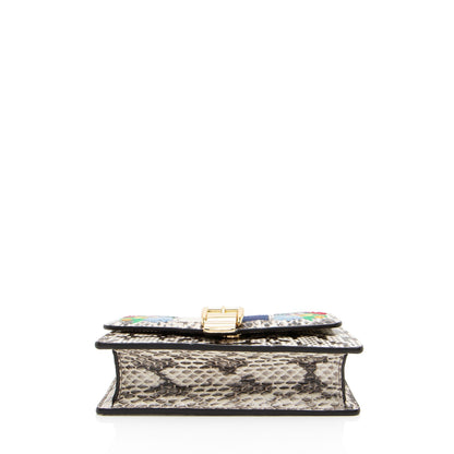 Gucci Python Floral Embroidered Sylvie Super Mini Shoulder Bag (SHF-GgSM5V)
