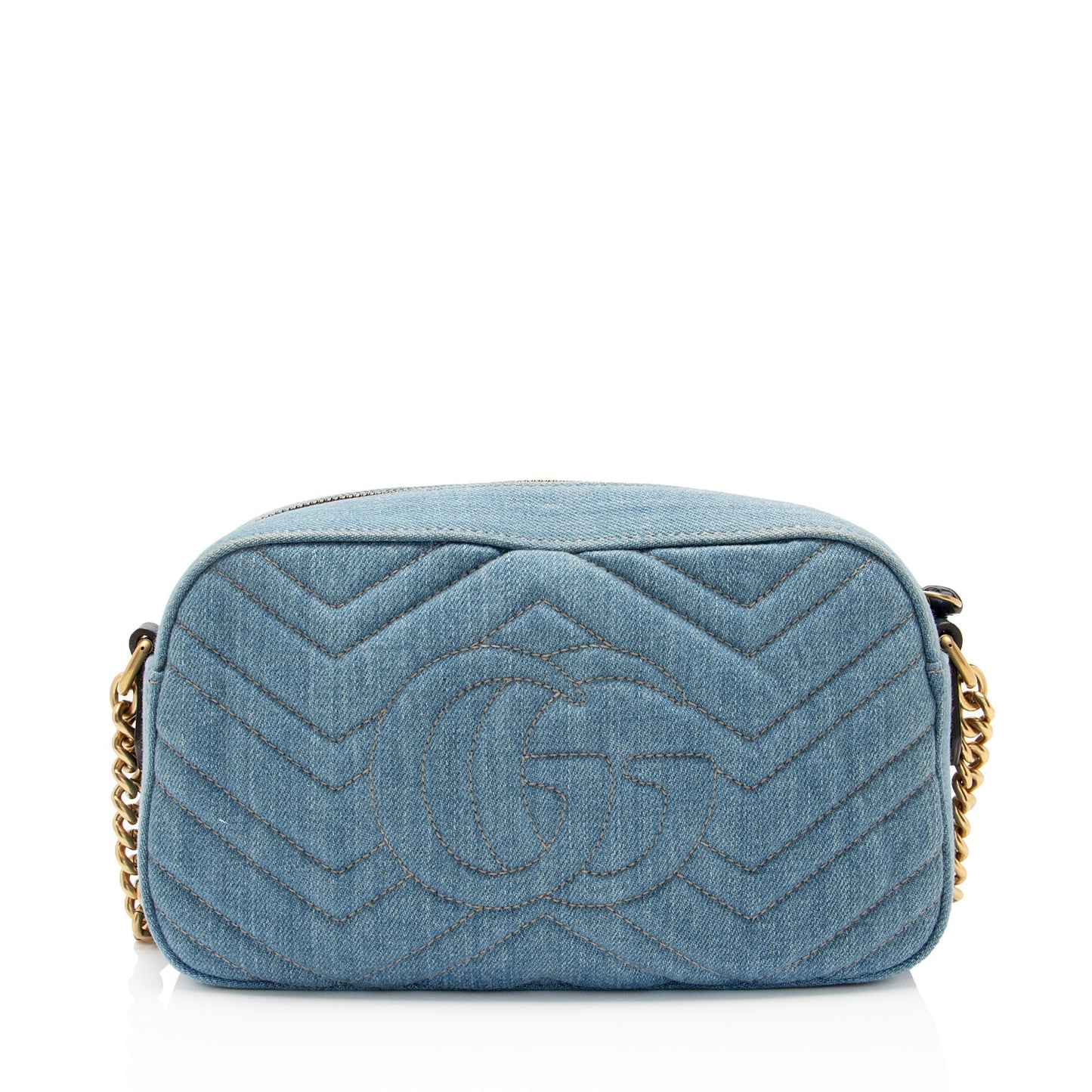 Gucci Matelasse Denim Pearl GG Marmont Small Camera Bag
