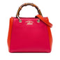 Gucci Small Bicolor Calfskin Bamboo Shopper Satchel