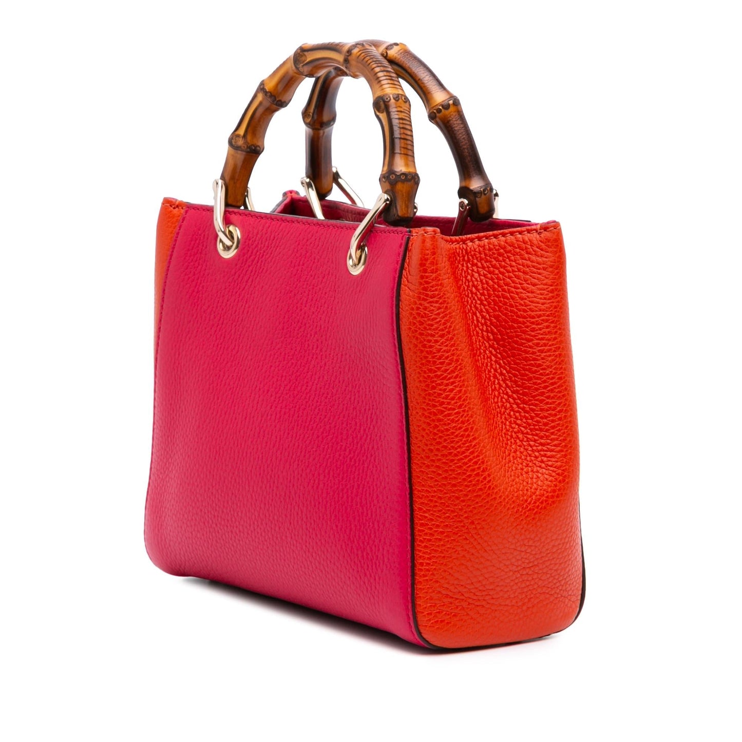 Gucci Small Bicolor Calfskin Bamboo Shopper Satchel