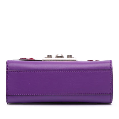 Gucci Small Embroidered Calfskin Tiger Strawberry Padlock Crossbody