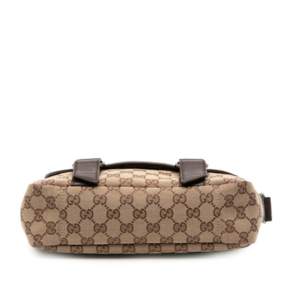 Gucci Small GG Canvas Double Buckle Flap Messenger Bag