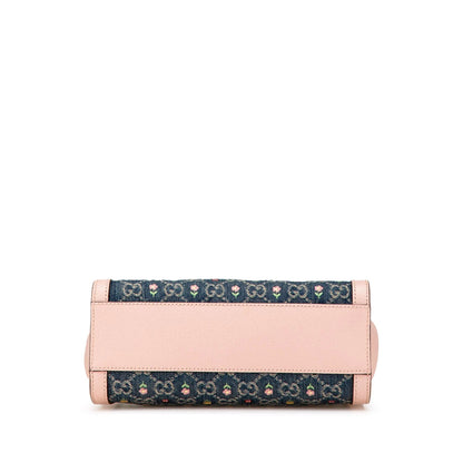Gucci Small GG Denim Embroidery Ophidia Satchel