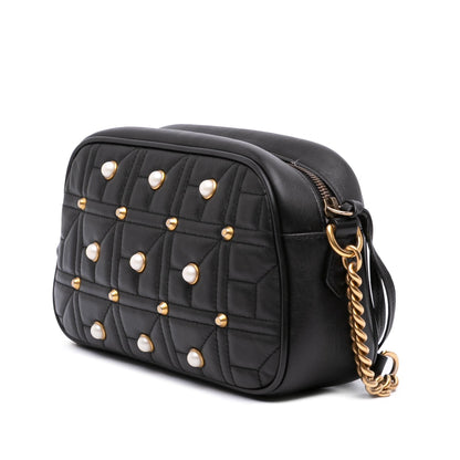 Gucci Small GG Marmont Matelasse Leather Pearl Studded Crossbody