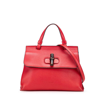 Gucci Small Leather Bamboo Daily Satchel