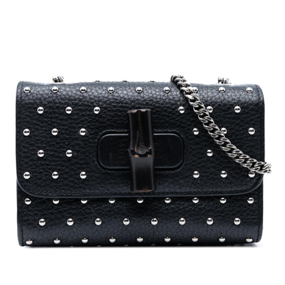 Gucci Small Leather Studded Miss Bamboo Crossbody