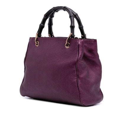 Gucci Small Metallic Calfskin Bamboo Shopper Satchel