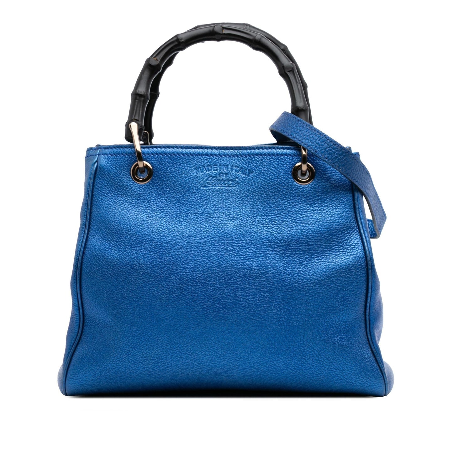 Gucci Small Metallic Calfskin Bamboo Shopper Satchel