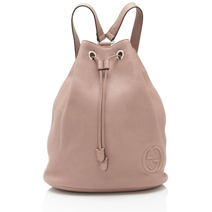 Gucci Small Pebbled Calfskin Soho Drawstring Backpack