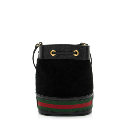 Gucci Suede Patent Leather Ophidia Mini Bucket Bag (SHF-2h2Hru)