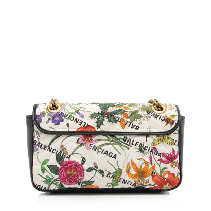 Gucci X Balenciaga Canvas Flora Gg Marmont The Hacker Project Small Flap Shoulder Bag Shf-Nczee5