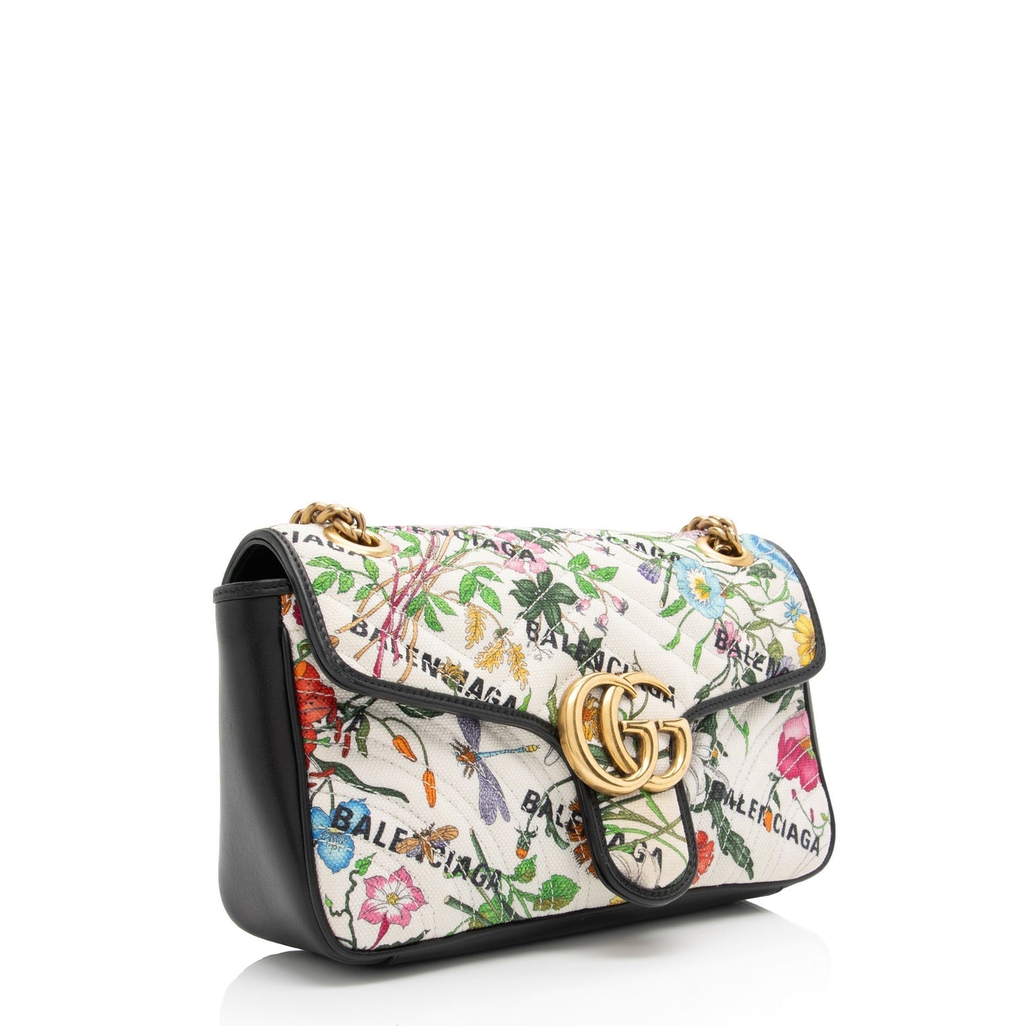 Gucci X Balenciaga Canvas Flora Gg Marmont The Hacker Project Small Flap Shoulder Bag Shf-Nczee5