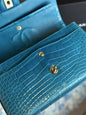 Chanel Medium Turquoise Crocodile Classic Flap Bag