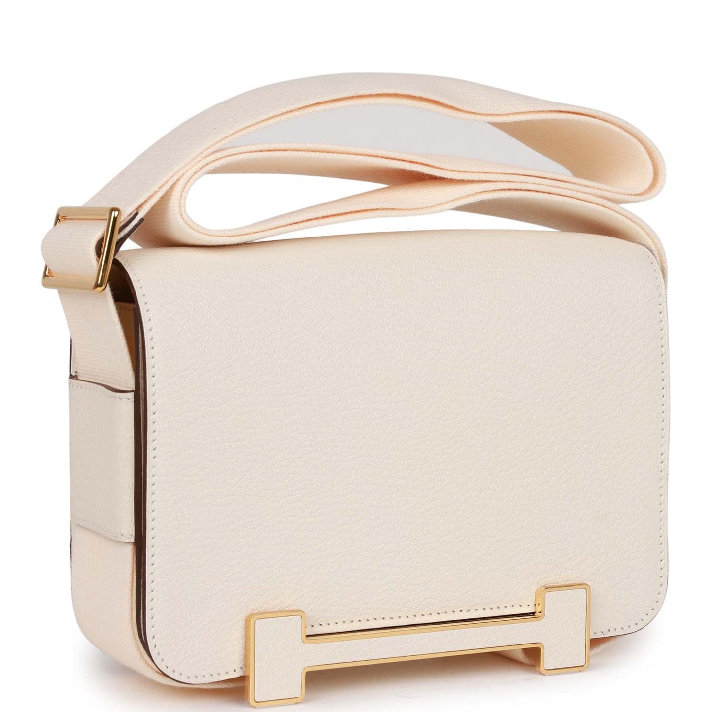 Luxury Hermes Geta Bag Nata Chevre Gold Hardware