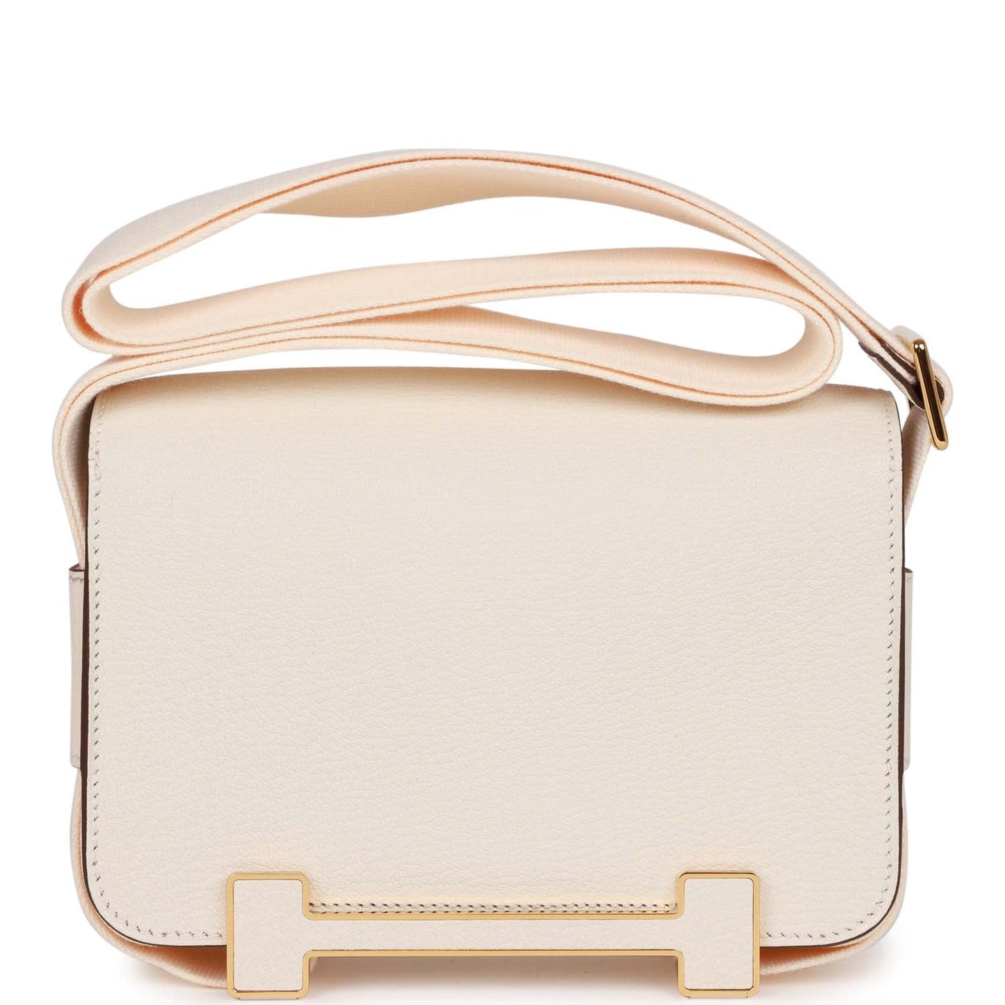 Luxury Hermes Geta Bag Nata Chevre Gold Hardware