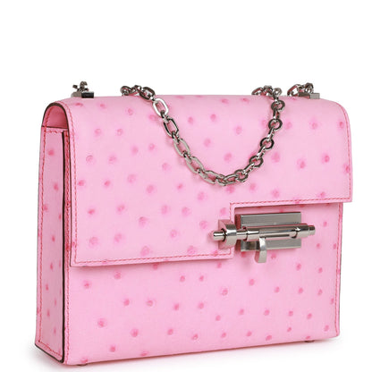 Luxury Hermes Mini Verrou Chaine Bag Bubblegum Ostrich Palladium Hardware
