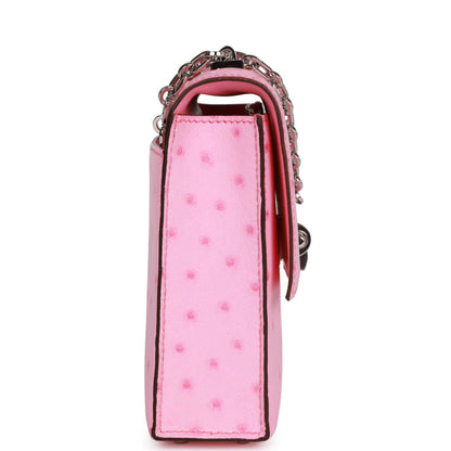 Luxury Hermes Mini Verrou Chaine Bag Bubblegum Ostrich Palladium Hardware