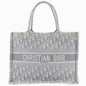 Christian Dior Tote Bag cotton Light gray Embroidery Oblique Book Tote Medium Women