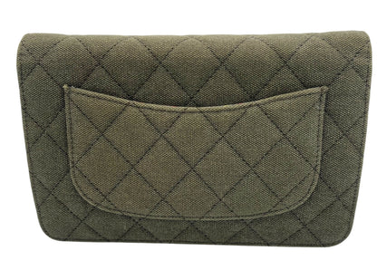 Chanel 17C Paris-Cuba Charms Military Green Canvas WOC Clutch Wallet On Chain