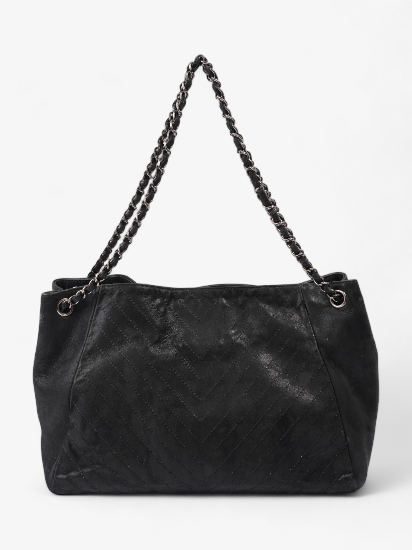 Chanel Large Cc Tote Black Leather