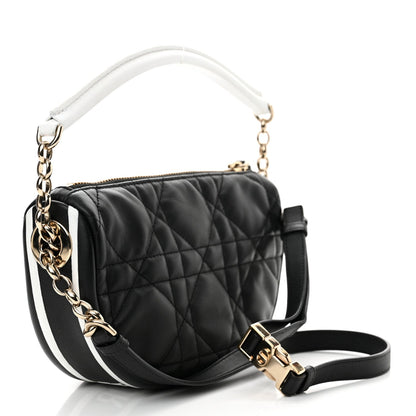 Christian Dior Lambskin Cannage Small Dior Vibe Hobo Bag Black