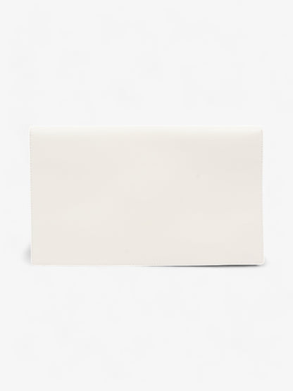 Saint Laurent Uptown Clutch White Grained Leather Medium